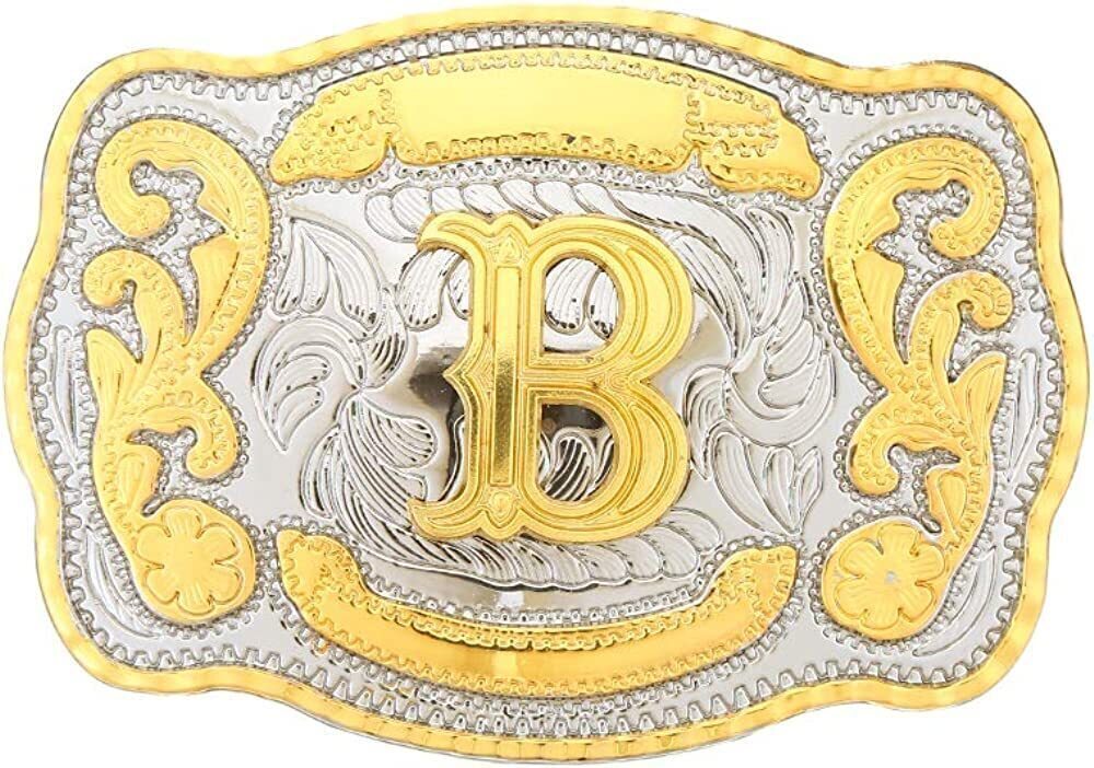 6410 Belt Buckle Initial Letters ABCDMRJ to Z Cowboy Rodeo Small Gold Belt